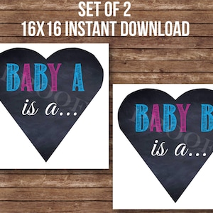 Twin Balloon Box Gender Reveal Decoration (16x16 Digital Download)