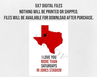 Texas Tech Football Dorm Sign: Jones Stadium Gift (5x7 Printable Digital Download)