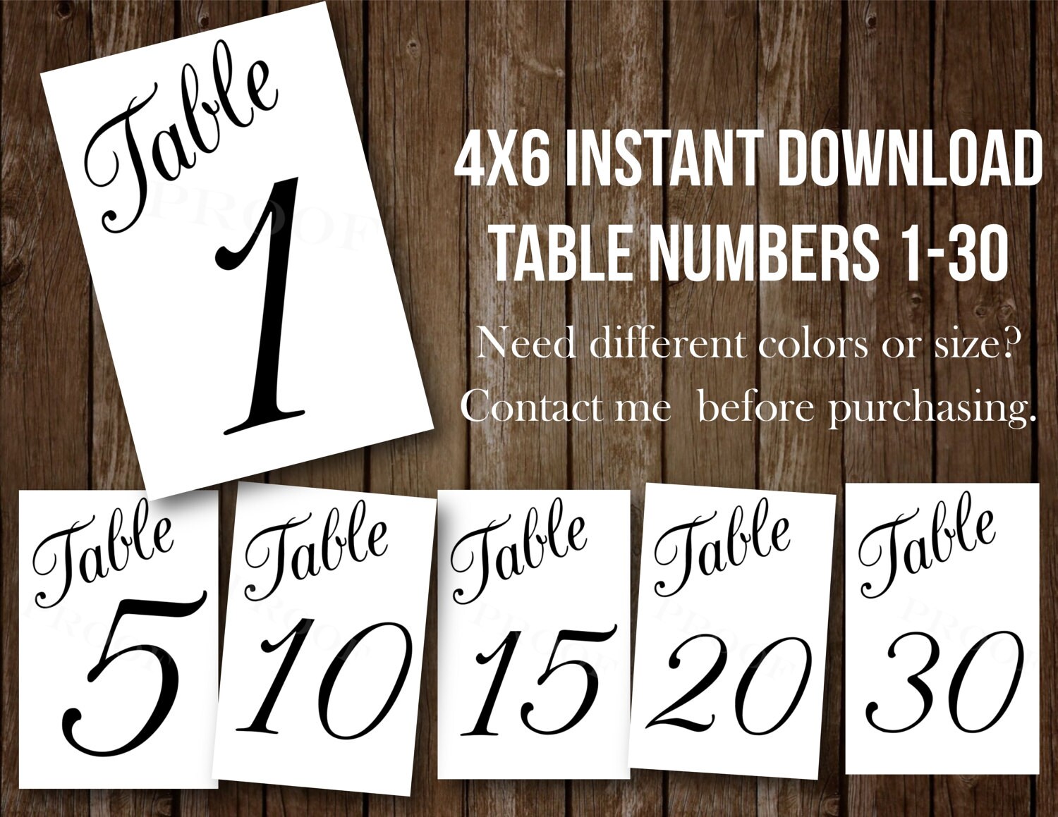 4x6 Table numbers PRINTABLE INSTANT DOWNLOAD Set of 30 black | Etsy