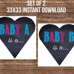 Twin Balloon Box Decoration: Gender Reveal Party (Digital Files)