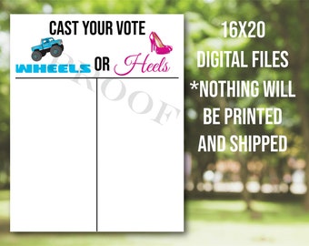 Wheels or Heels Gender Reveal Game Sign (Digital Download)