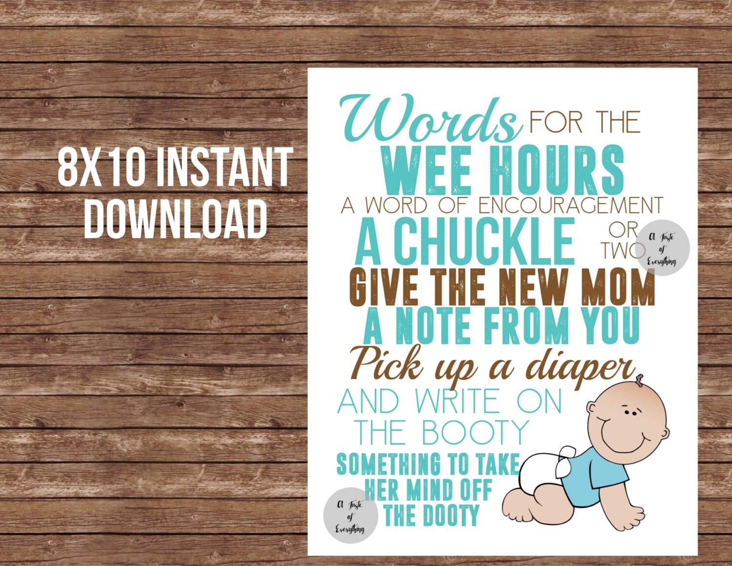 Sign a diaper INSTANT DOWNLOAD word of encouragement a chuckle Etsy