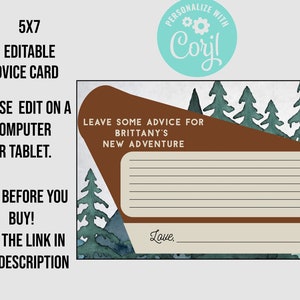 5x7  National Park editable advice National forest national park, Woodland theme  baby shower mom wedding
