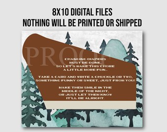 8x10 National diaper thoughts PRINTABLE DIGITAL files national forest baby shower advice card