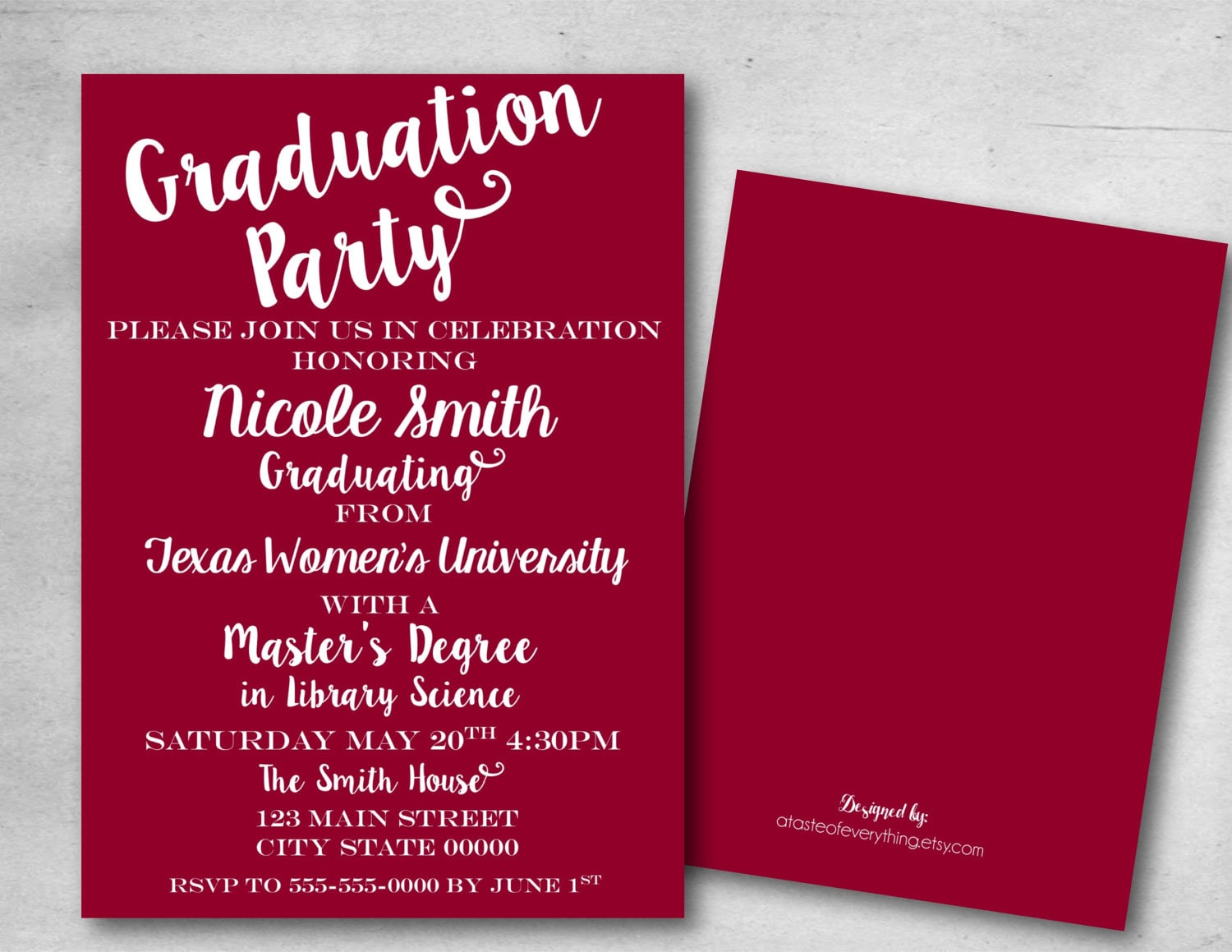 Graduation Party invitation save the date college masters Etsy