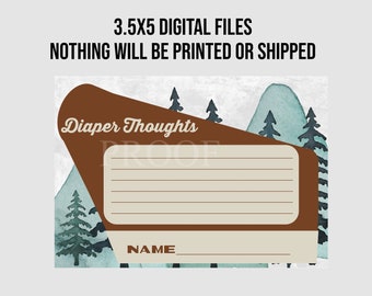 3.5x5 National diaper thoughts PRINTABLE DIGITAL files national forest baby shower advice card