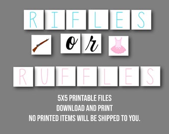 Rifles or Ruffles Gender Reveal Banner: 5x5 Printable (Instant Download)