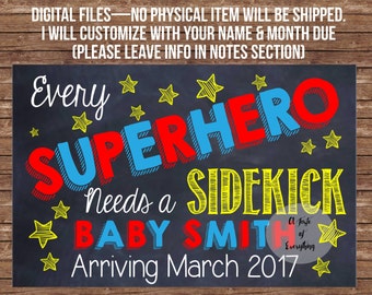 Superhero Pregnancy Announcement: Sidekick Photo Prop (Digital Files)
