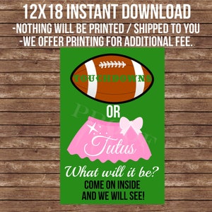 Touchdowns oder Tutus Gender Reveal Sign: Football, Tutu (Digitaler Download)