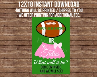 Touchdowns or Tutus Gender Reveal Sign: Football, Tutu (Digital Download)