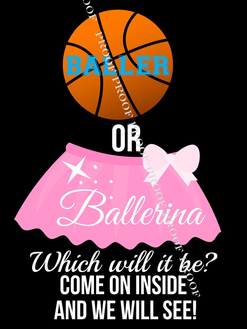 Baller or Ballerina Gender Reveal Sign: 20x30 Digital File - Etsy