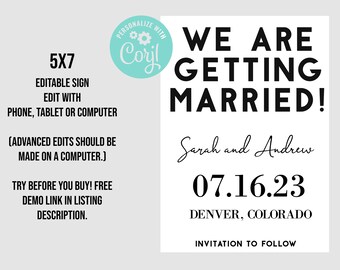 Modern Black and White Save the Date Invitation (Printable Download)