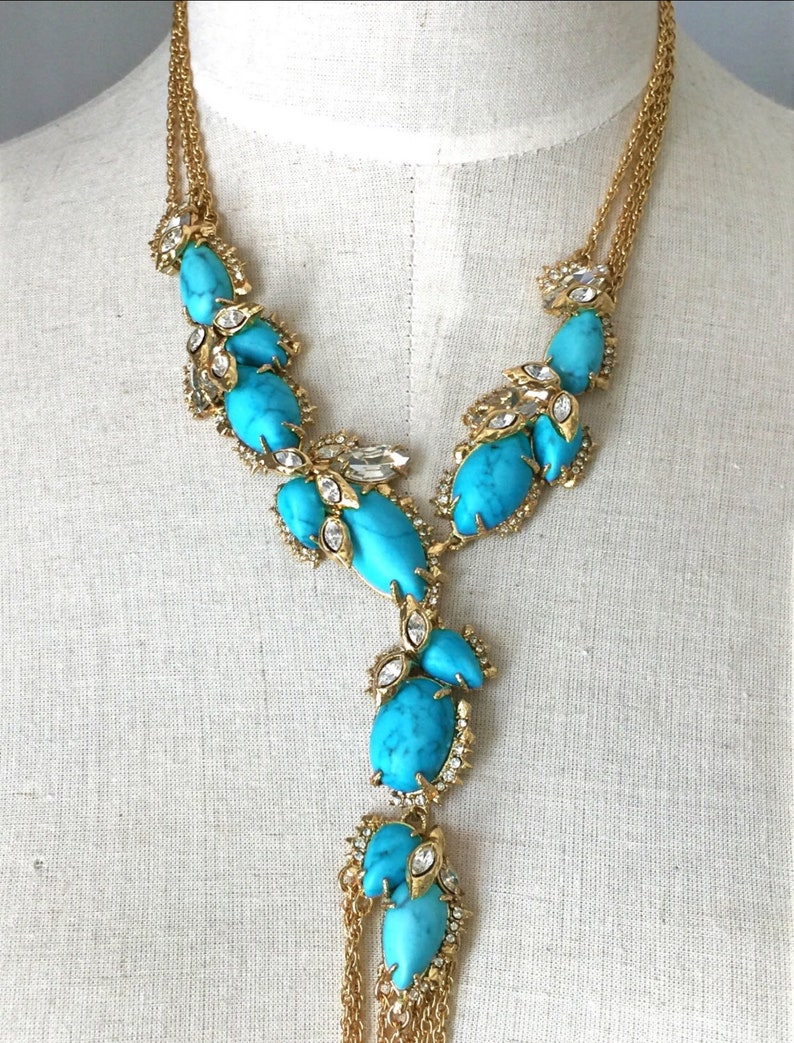 Alexis Bittar Turquoise Necklace crystal Necklace Blue - Etsy