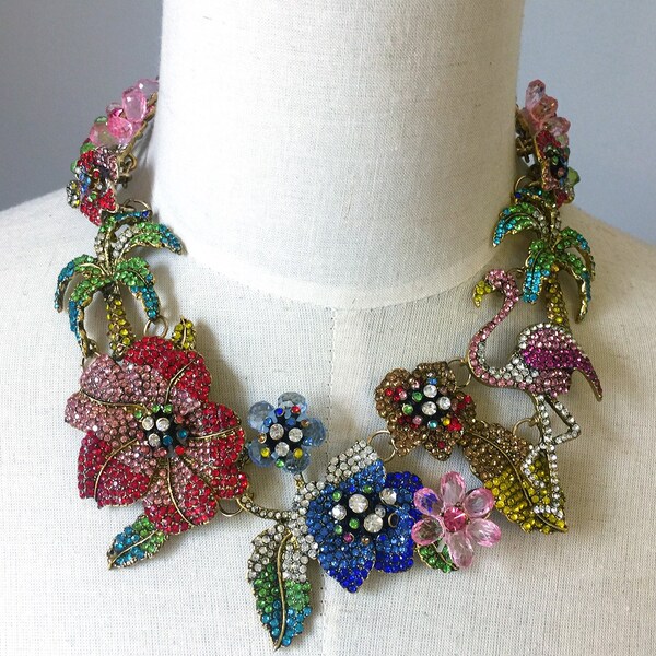 36 Oscar de la Renta paradise crystal ,Crystal Necklace ,  Earrings, Candy Color Earrings, Earrings, Statement Wedding Bridesmaid