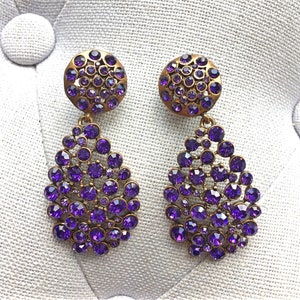 Oscar de la Renta purple Crystal earrings ，Earrings, Candy Color Earrings, Earrings, Statement Wedding Bridesmaid