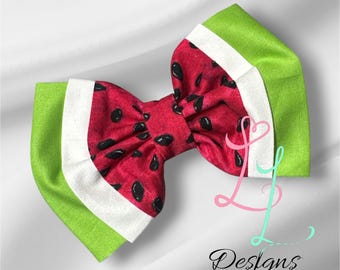 Watermelon Slice Hair Bow, Summer Boutique 5 inch Bow-