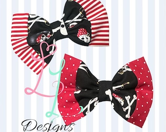 Pirate Hair Bow – Skull & Crossbones