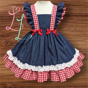 blue and white pinafore dress Blue Grey double layered pinafore dress with White inners. 18 (2 main image 0