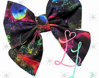 Colorful Galaxy Hair Bow, 5in  Space Hair Bow, Cosmic Print