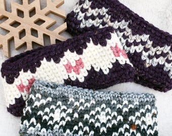 Chunky Winter Buffalo Ear Warmers - Headband for Adults medium/large size 22-23 inch. Made from soft thick yarn. Ready to ship.