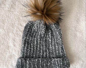 Faux Velvet Beanie. Soft chenille yarn, perfect for winter time. Soft Smoky green. READY TO SHIP. Fits teen/adult women average 20-22.5 in.