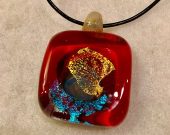 Red Dichroic Glass Pendant