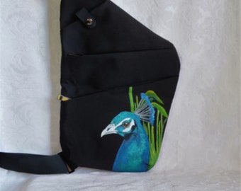 Custom Slim Crossbody Travel Bag with hand painted portrait of YOUR pet's portrait