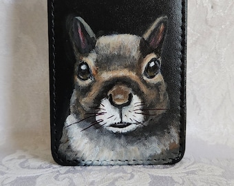 Business Card Holder Hand Painted Squirrel Business Card Case