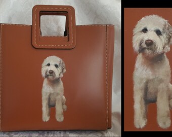 Custom Painted Portrait of Your Pet on Bag or Wallet Provided by Client