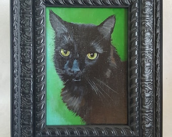Black Cat 'Sam' Original 5x7 Acrylic Painting