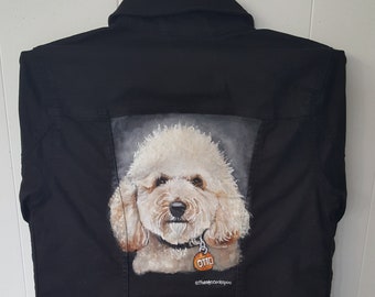 Custom Painted Jacket Coat with Portrait of Your Pet on a Client Provided Coat or Jacket