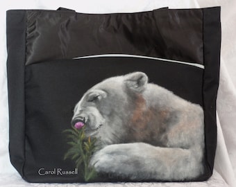 REDUCED Tote Bag hand painted portrait of Chloe the Polar Bear