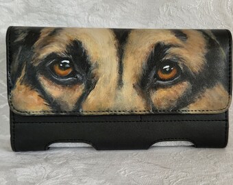 Phone Holster Smart Phone Case Belt Case Hand Painted with Danny the Shepherd's eyes