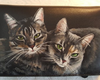 Custom Painted Leather Passport Travel Wallet with YOUR pet's portrait