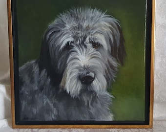 Irish Collection Original Acrylic Painting of 'Aidan'.  Framed in a Black and Gold Floater frame  12"x12"