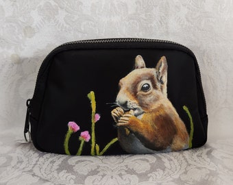 Hand Painted Belt Bag/ Fanny Pack/ Hip Bag/ Handpainted Gary the Squirrel