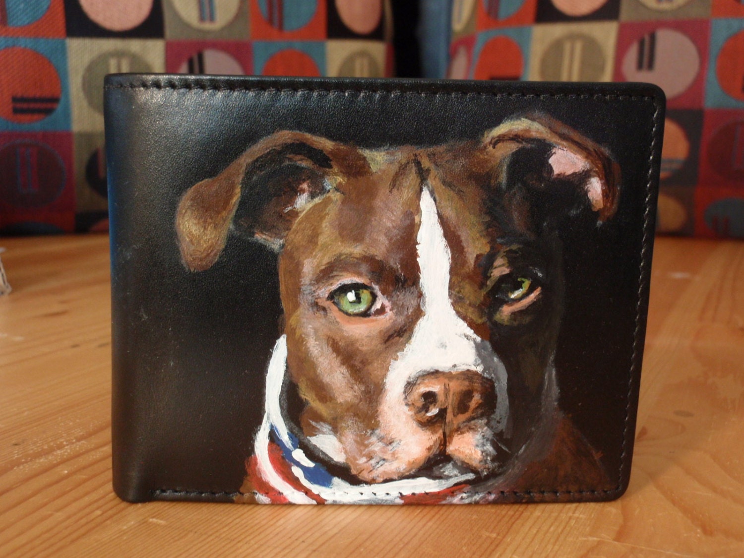 Custom Painted Bi-fold Leather Wallet with Card Slots and coin pouch