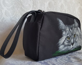 Custom Painted Accessory Pouch  Costmetic Bag Hand Painted Portrait of YOUR Pet