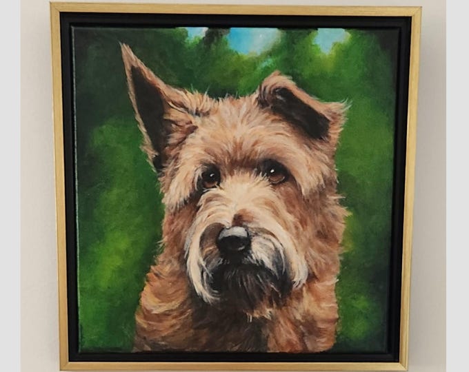 Featured listing image: Irish Terrier Acrylic Painting, Framed Dog Portrait of Clare
