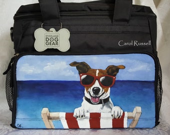 Week Away Bag for Small Dogs hand painted with Rodney the Jack Russell