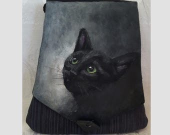 Custom Cotton Cross Body Purse Hand Painted with YOUR Pet's Portrait