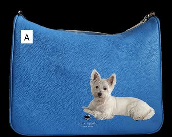 Listing for Marc Popkin Hand Painted Pet Portrait of Westie on Kate Spade Bag Provided by Client