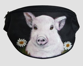 Hip Bag aka Bum Pack painted with Jessy, the sweet pig
