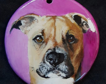 Hand Painted Custom Painted 2.75" Round Bisque Ornament with YOUR Pet's Portrait