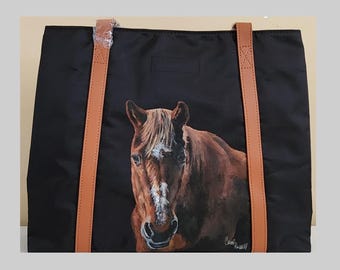 Custom Pet Portrait Tote Bag: Lightweight Nylon Polyester Laptop Bag