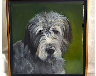 Irish Collection Original Acrylic Painting of 'Aidan'.  Framed in a Black and Gold Floater frame  12"x12"