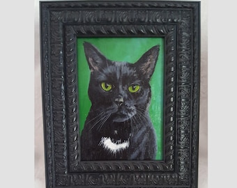 Black Cat 'Rory' Original 5x7 Acrylic Painting