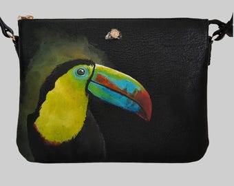 Custom Hand Painted Toucan Crossbody Purse - Lauren Conrad Faux Leather Bag