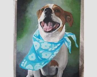 12x16 Custom Hand Painted Acrylic Portrait Painting of YOUR pet