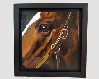 8"x8" Acrylic Painting of 'Virginia Moon'.  Framed in a Satin Black Floater frame